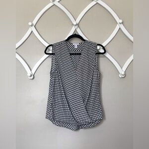 Carolina Belle Montreal Black & White Faux Wrap Sleeveless Top